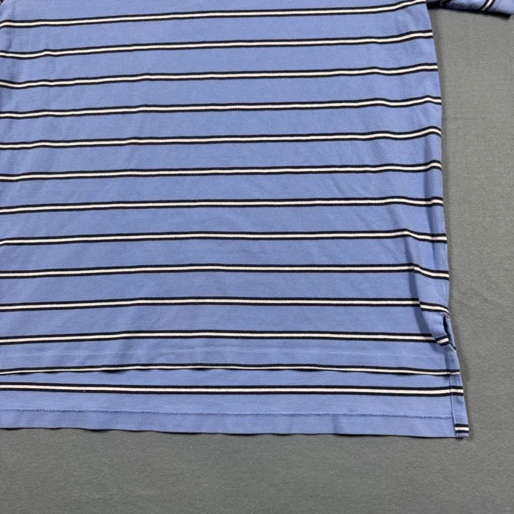 Polo Ralph Lauren Mens XL Blue Striped Short Sleeve Cotton Pique Polo Shirt